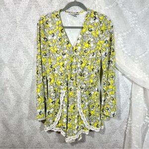 Solemio yellow floral romper size S